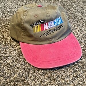 Vintage 90s NASCAR Racing Headshots Salmon Brim Buckle Hat Adult Regular Size